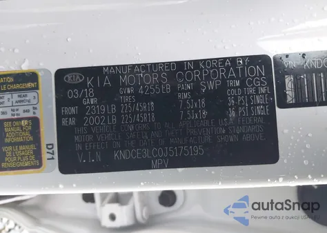 2018 Kia Niro Touring from USA, damaged, VIN KNDCE3LC0J5175195